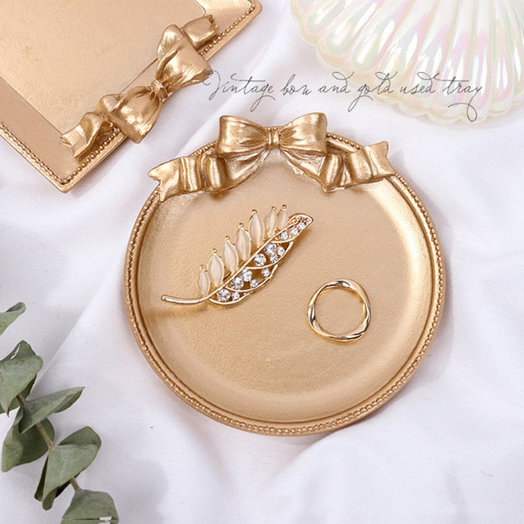 Vintage Resin Made Old Jewelry Earrings Tray Decorative Ornaments Photo Props, Style:Round(Champagne Gold) - Camera Accessories by buy2fix | Online Shopping UK | buy2fix