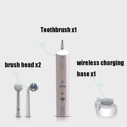 Wireless Rechargeable Waterproof Electric Toothbrush Rotary Brush Head(Pink) - Toothbrushes by buy2fix | Online Shopping UK | buy2fix