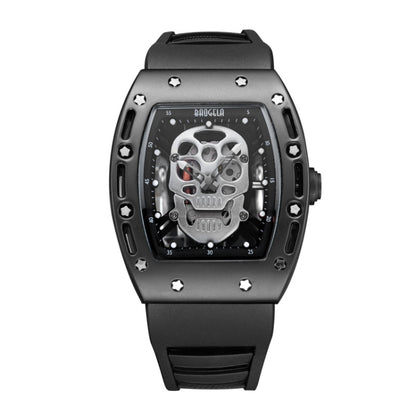 BAOGELA 1612 Skull Silicone Mens Watch Waterproof Sports Quartz Watch( Black Shell White Skull) - Silicone Strap Watches by BAOGELA | Online Shopping UK | buy2fix