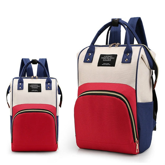 Mummy Bag Large Capacity Multifunctional Backpack Waterproof Baby Bottle Diaper Bag(Red Beige Blue) by buy2fix