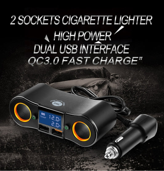 ZNB02 QC3.0 Fast Charge Car Charger Dual USB Car Cigarette Lighter(Orange Light) by buy2fix