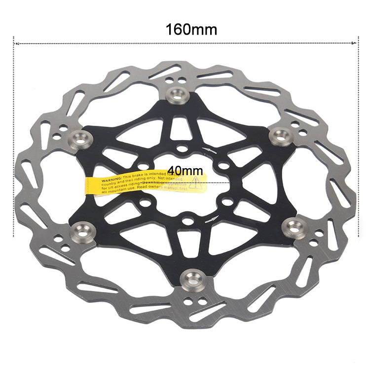 SNAIL FD-01 Mountain Bike Floating Disc Bicycle Brake Pad Six Nail Brake Disc, Size:160mm, Color:Black - Outdoor & Sports by SNAIL | Online Shopping UK | buy2fix