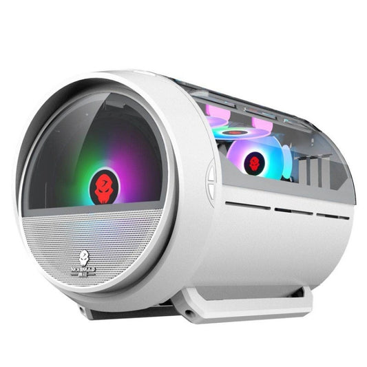 GAMEKM Genki Bomb Personality Gaming Internet Cafe Side Through Gaming Case USB 3.0 Water-cooled Desktop Computer Case(White) by buy2fix