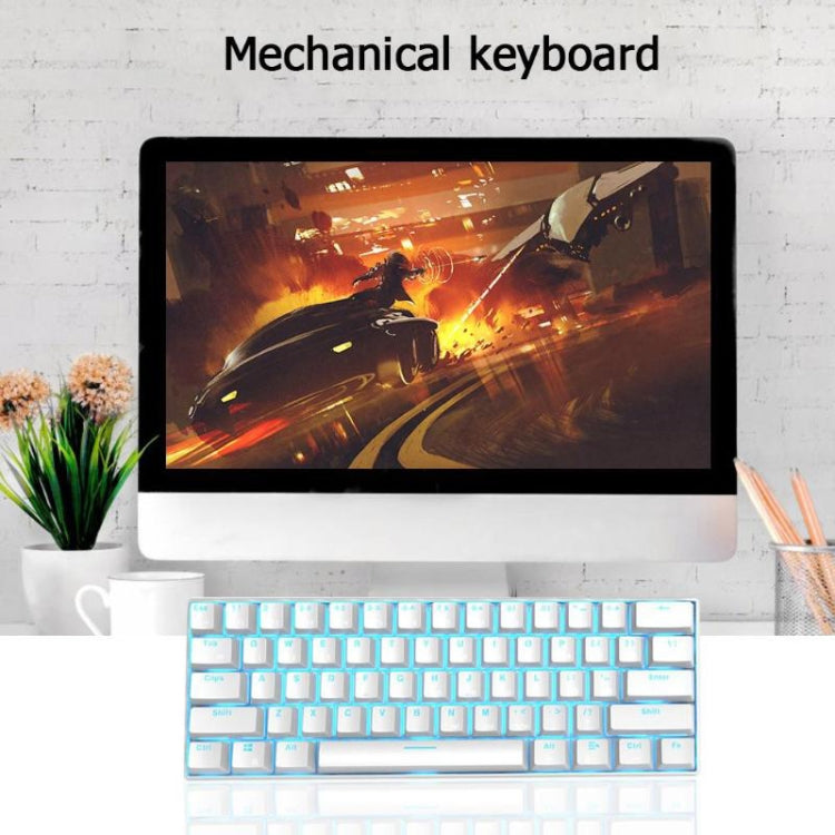 RK61 61 Keys Bluetooth / 2.4G Wireless / USB Wired Three Modes Tablet Mobile Gaming Mechanical Keyboard, Cable Length: 1.5m, Style:Tea Shaft(White) -  by buy2fix | Online Shopping UK | buy2fix