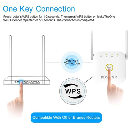 PIX-LINK WR22 300Mbps Wifi Wireless Signal Amplification Enhancement Extender, Plug Type:EU Plug(Black) -  by PIX-LINK | Online Shopping UK | buy2fix