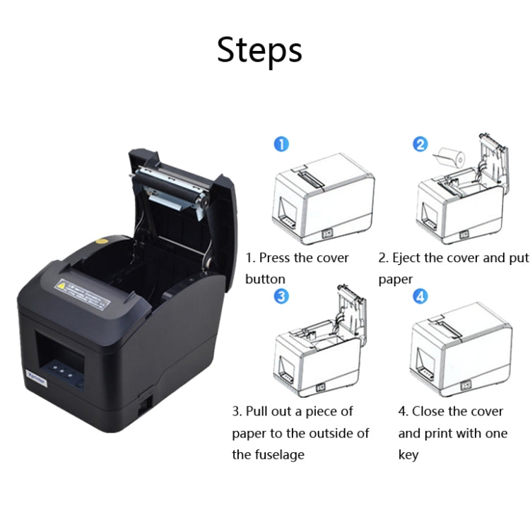 Xprinter XP-A160M Thermal Printer Catering Bill POS Cash Register Printer, Style:UK Plug(Network Port LAN) - Consumer Electronics by Xprinter | Online Shopping UK | buy2fix