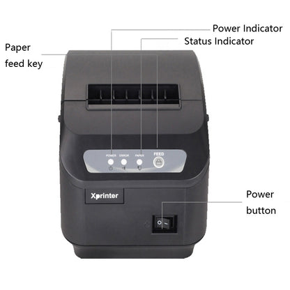 Xprinter XP-Q200II Thermal Small Receipt Printer Catering And Kitchen Receipt Printer 80mm Cutter, Interface Type:USB COM Interface(UK Plug) - Consumer Electronics by Xprinter | Online Shopping UK | buy2fix