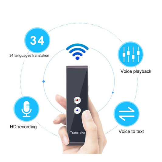 T8 Pocket Language Translator Voice 30 Languages Two Way Real Time Intercom Portable Translator For Personal Learning Travelling Black by buy2fix