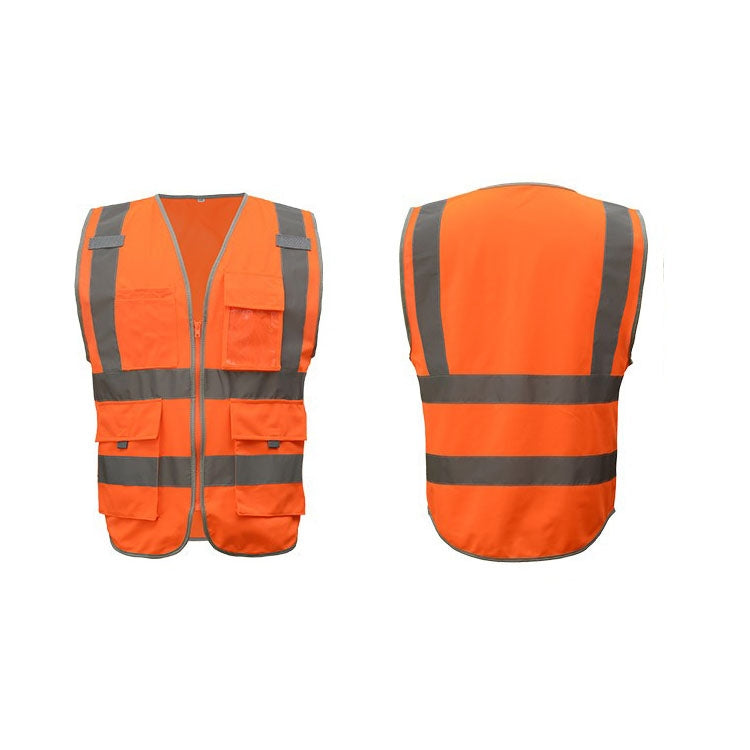 Multi-pockets Safety Vest Reflective Workwear Clothing, Size:XXL-Chest 130cm(Orange) - Reflective Safety Clothing by buy2fix | Online Shopping UK | buy2fix