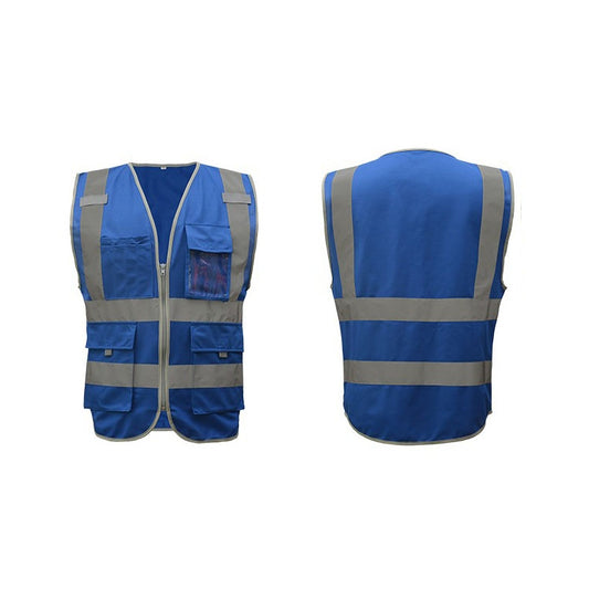 Multi-pockets Safety Vest Reflective Workwear Clothing, Size:XL-Chest 124cm(Blue) by buy2fix