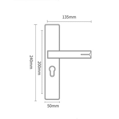 Mute Strong Magnetic Aluminum Alloy Interior Door Lock Door Bedroom Hardware Handle Lock, Color:Black Silver Small 50 Lock Body - Security by buy2fix | Online Shopping UK | buy2fix