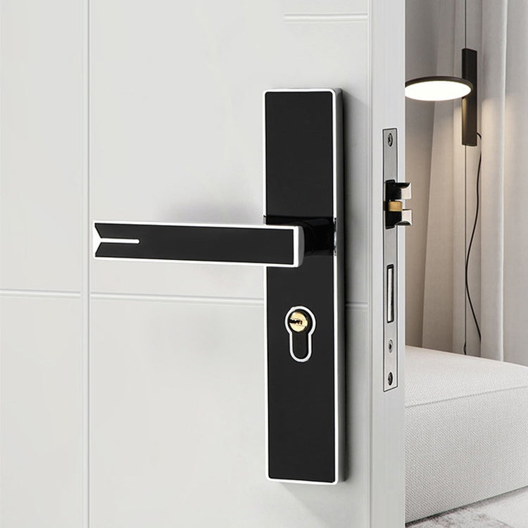 Mute Strong Magnetic Aluminum Alloy Interior Door Lock Door Bedroom Hardware Handle Lock, Color:Black Silver Large 50 Lock Body - Security by buy2fix | Online Shopping UK | buy2fix