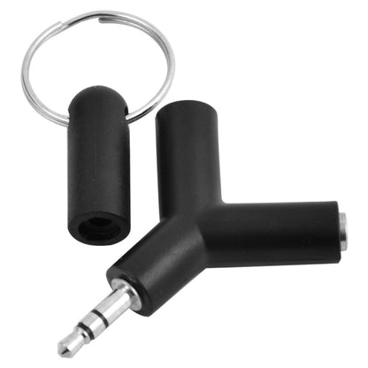 Mini Y Shaped 3.5mm Male to Double 3.5mm Female Jack Audio Headset Adapter Connector Keychain(Black) - Computer & Networking by buy2fix | Online Shopping UK | buy2fix