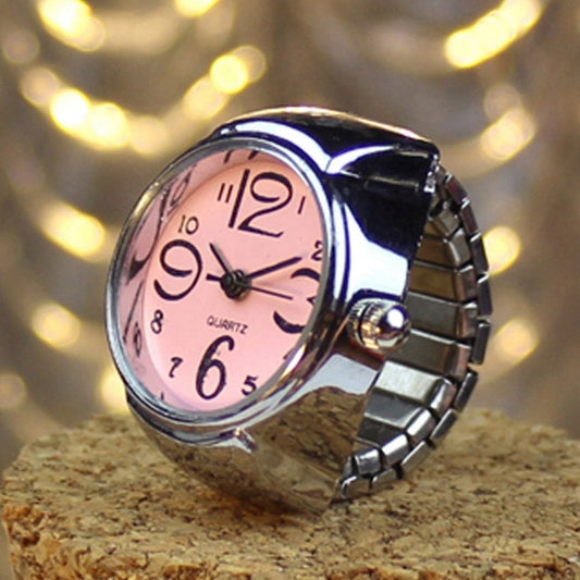 2PCS L04 Dial Quartz Analog Watch Creative Steel Cool Elastic Quartz Finger Ring Watch for Men / Women(Pink) - Couple Watches by buy2fix | Online Shopping UK | buy2fix