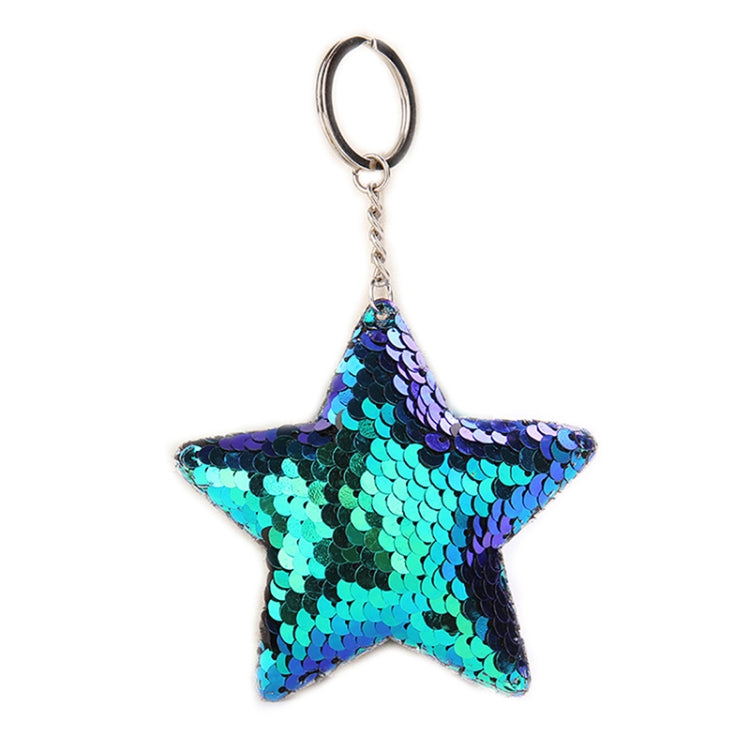 2 PCS Cute Chaveiro Star Keychain Glitter Pompom Sequins Key Chain Gifts for Women Llaveros Mujer Car Bag Accessories Key Ring(Green) - Key Rings by buy2fix | Online Shopping UK | buy2fix