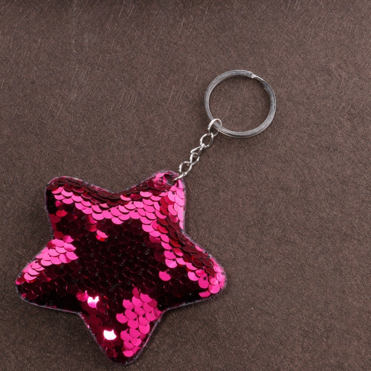 2 PCS Cute Chaveiro Star Keychain Glitter Pompom Sequins Key Chain Gifts for Women Llaveros Mujer Car Bag Accessories Key Ring(Magenta) by buy2fix