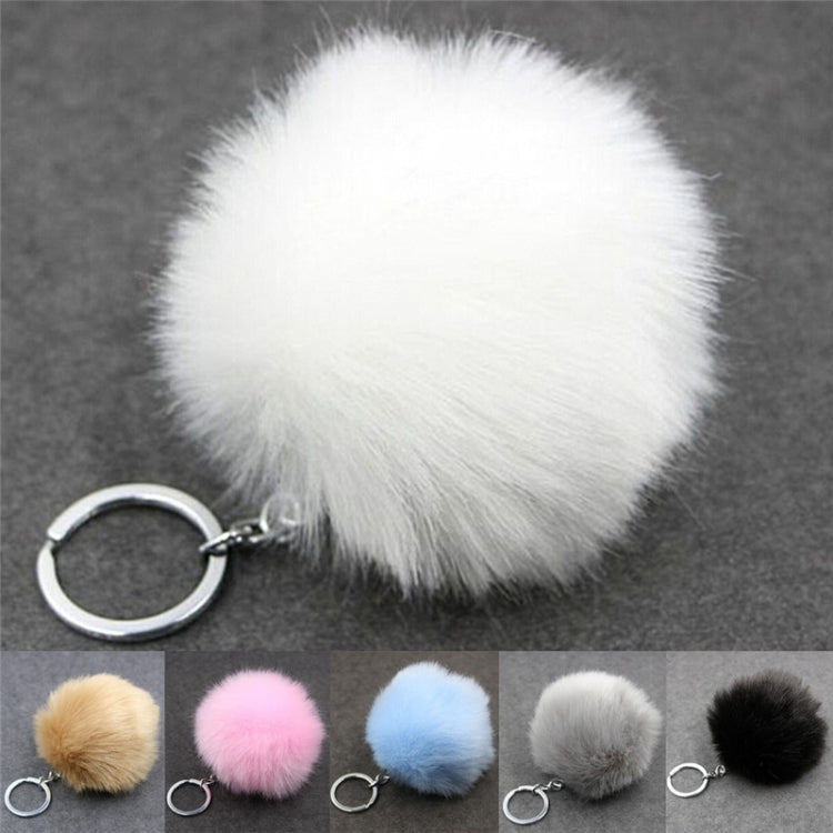 Simple Key Chain Fur Ball Pompon Keychain Pompom Artificial Rabbit Fur Animal Keychains for Woman Car Bag Key Rings(coffee) - Key Rings by KOOROL | Online Shopping UK | buy2fix