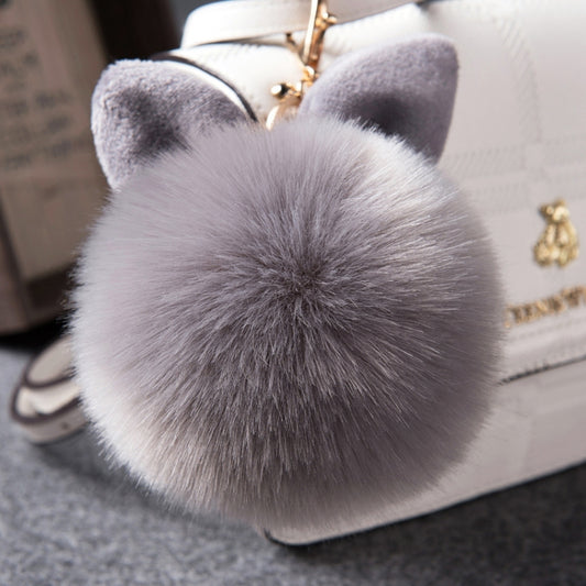 Fur Pom Keychains Fake Rabbit Fur Ball Keychain(gray) by buy2fix