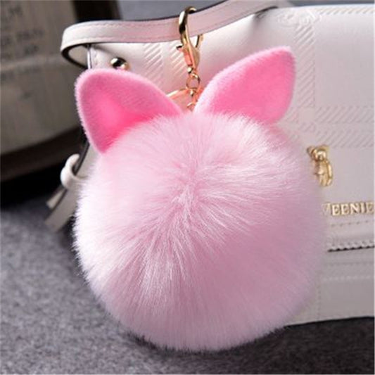 Fur Pom Keychains Fake Rabbit Fur Ball Keychain(pink) by buy2fix