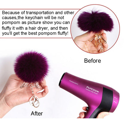 Fur Pom Keychains Fake Rabbit Fur Ball Keychain(red) by buy2fix