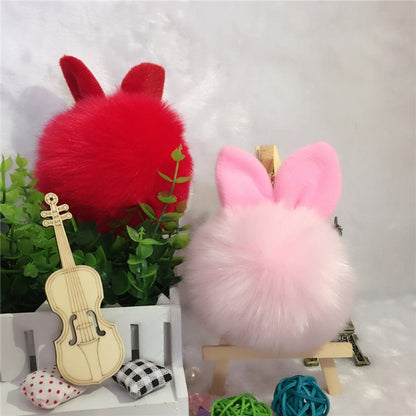 Fur Pom Keychains Fake Rabbit Fur Ball Keychain(red) by buy2fix