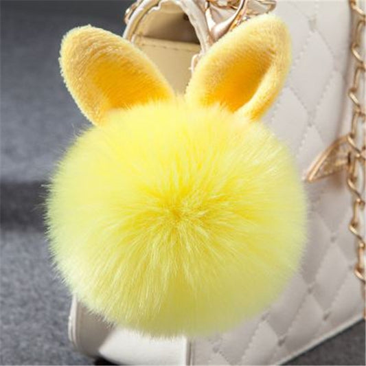 Fur Pom Keychains Fake Rabbit Fur Ball Keychain(yellow) - Key Rings by buy2fix | Online Shopping UK | buy2fix