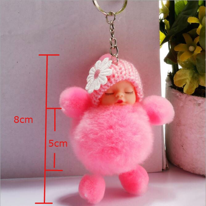 Sleeping Baby Doll Ball Key Chain Car Keyring Holder Bag Pendant Charm Keychain(Blue) - Key Rings by buy2fix | Online Shopping UK | buy2fix