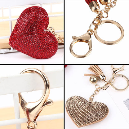 Heart Keychain Leather Tassel Gold Key Holder Metal Crystal Key Chain Keyring Charm Bag Auto Pendant Gift(purple) by buy2fix