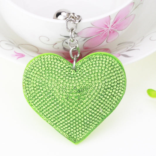 Heart Keychain Leather Tassel Gold Key Holder Metal Crystal Key Chain Keyring Charm Bag Auto Pendant Gift(green) by buy2fix