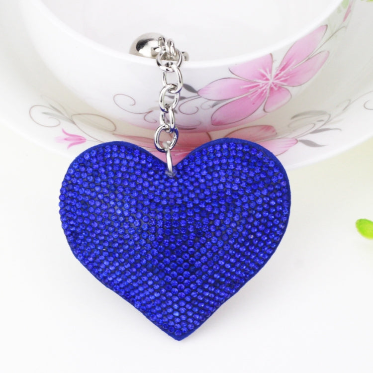 Heart Keychain Leather Tassel Gold Key Holder Metal Crystal Key Chain Keyring Charm Bag Auto Pendant Gift(dark blue) by buy2fix