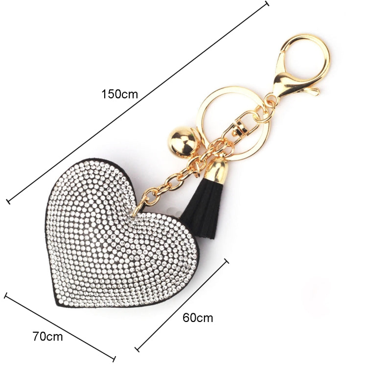 Heart Keychain Leather Tassel Gold Key Holder Metal Crystal Key Chain Keyring Charm Bag Auto Pendant Gift(watermelon red) by buy2fix