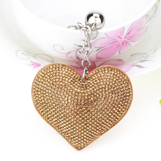 Heart Keychain Leather Tassel Gold Key Holder Metal Crystal Key Chain Keyring Charm Bag Auto Pendant Gift(gold) by buy2fix