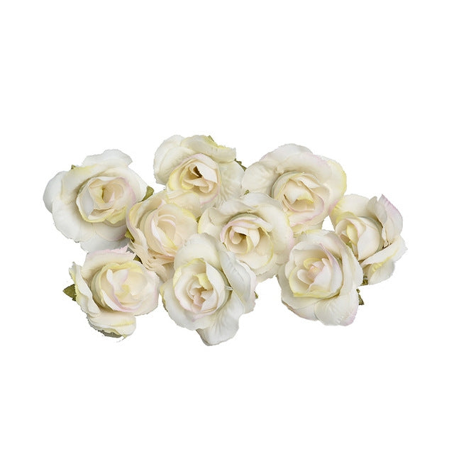 10 Sets 4cm Artificial Flower Silk Rose Flower Head for Wedding Party Home Decoration(Milk White) - Home & Garden by buy2fix | Online Shopping UK | buy2fix