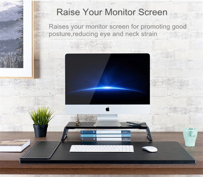 Monitor Stand Riser with Metal Feet for iMac MacBook LCD Display Printer, Lapdesk Tabletop Organizer Sturdy Platform Save Space(Black) - Computer & Networking by buy2fix | Online Shopping UK | buy2fix