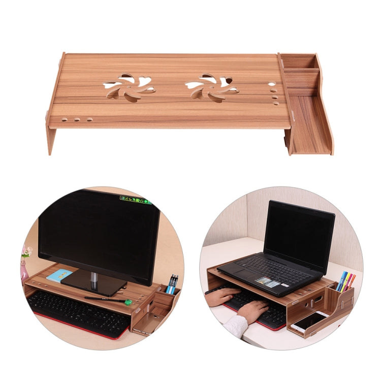 Elevated Wood Computer Monitor Stand Riser Laptop Shelf Desk Organizer with Keyboard Storage - Computer & Networking by buy2fix | Online Shopping UK | buy2fix