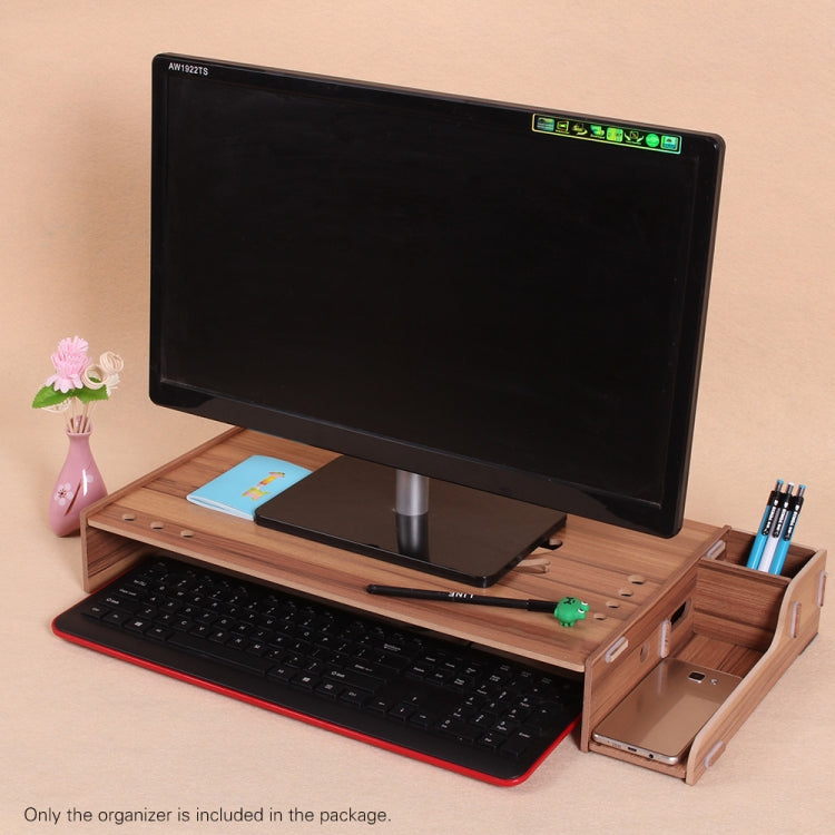 Elevated Wood Computer Monitor Stand Riser Laptop Shelf Desk Organizer with Keyboard Storage - Computer & Networking by buy2fix | Online Shopping UK | buy2fix