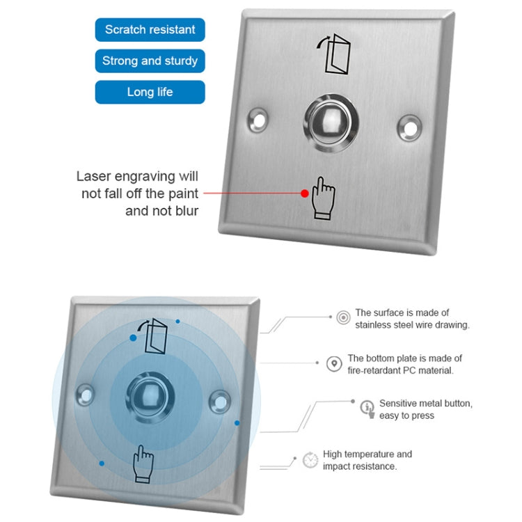 S86 Stainless Steel Exit Button 86 Metal Access Control Switch - Security by buy2fix | Online Shopping UK | buy2fix