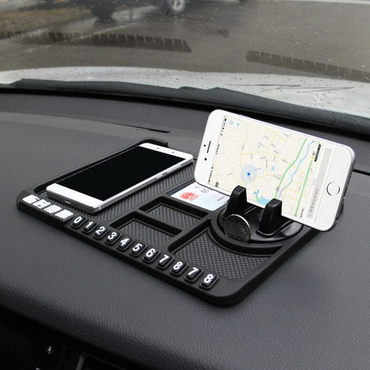 Car Interior Car Multifunctional Instrument Panel Storage Pad Car Phone Bracket Anti-slip Pad With Stop, Style:Rotating Black Circle by buy2fix