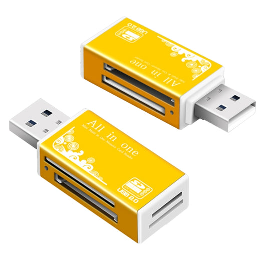 Multi in 1 Memory SD Card Reader for Memory Stick Pro Duo Micro SD,TF,M2,MMC,SDHC MS Card(Gold) by buy2fix
