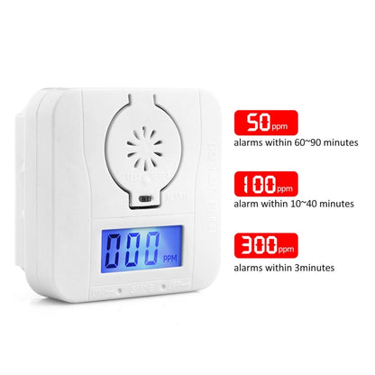 Mini CO Carbon Monoxide Smoke Detector Alarm Poisoning Gas Warning Sensor Security Poisoning Alarm with LCD Display - Security by buy2fix | Online Shopping UK | buy2fix