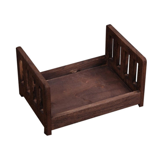 100 Days Old Wooden Bed For Newborns Children Photography Props(Coffee) - Camera Accessories by buy2fix | Online Shopping UK | buy2fix