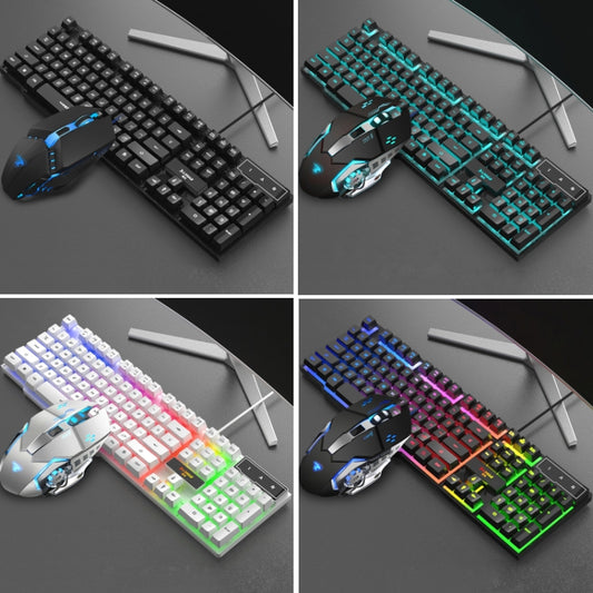 X-L SWAB GX50 Computer Manipulator Feel Wired Keyboard + Macro Programming Mouse, Color： White Mixed Light by X-L SWAB