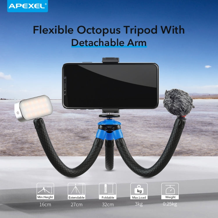 APEXEL APL-JJ07 Portable Hose Octopus Mini Mobile Phone Gopro Camera Selfie Live Stand(Blue Black) - Consumer Electronics by APEXEL | Online Shopping UK | buy2fix