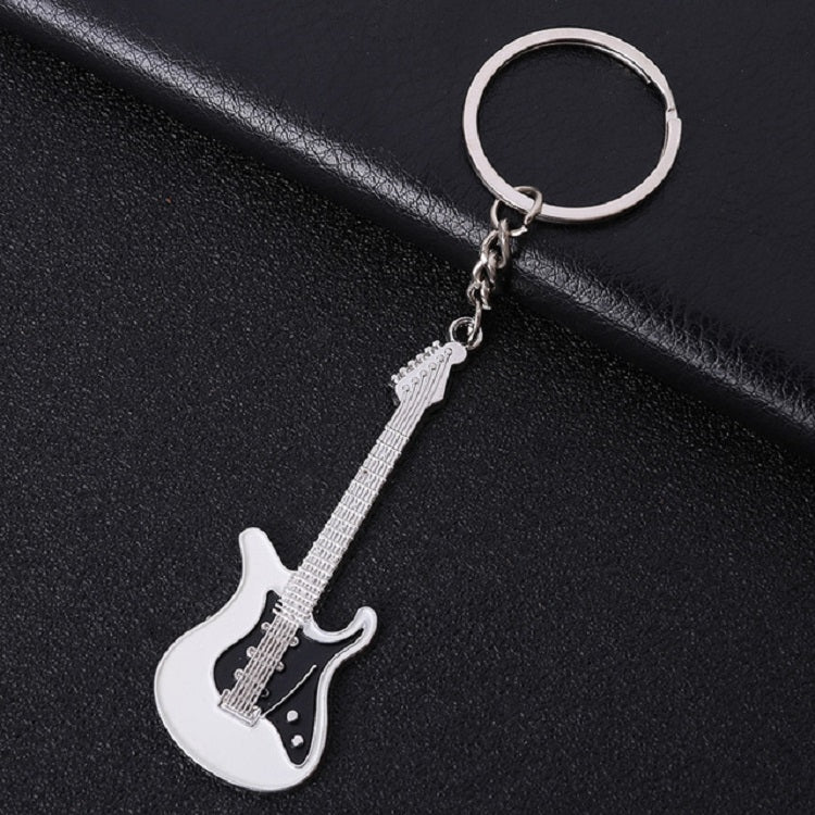 2 PCS Creative Guitar Keychain Metal Musical Instrument Pendant(White) - Key Rings by buy2fix | Online Shopping UK | buy2fix