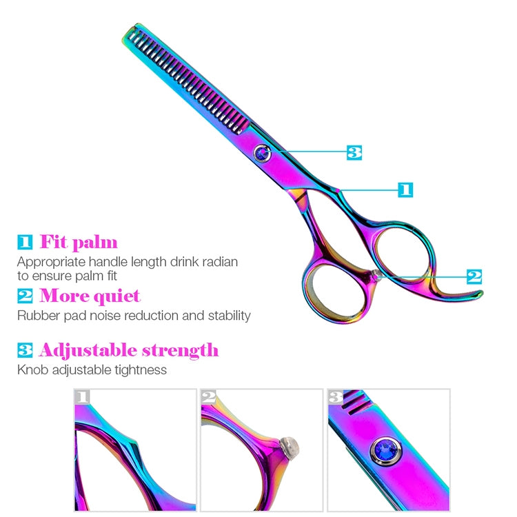 Professional Hair Cutting Scissor Hairdressing Kit Thinning Scissors Barber(Purple Thinning（SXLC-601T)) - Hair Trimmer by buy2fix | Online Shopping UK | buy2fix