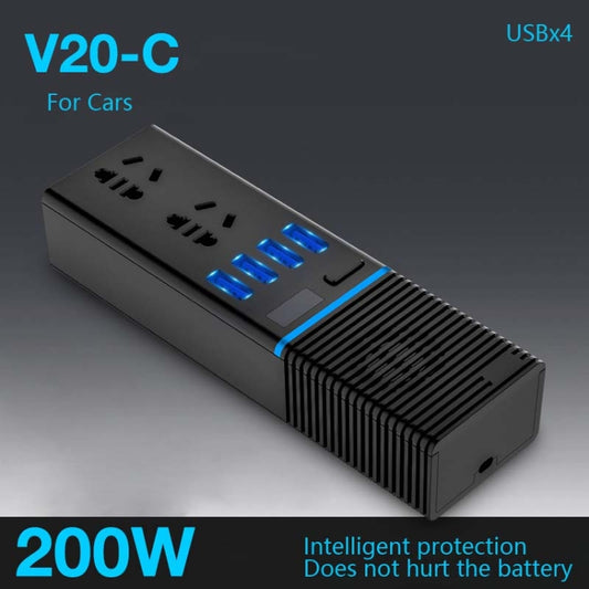 Car Inverter 12v/24v To 220v Household Power Converter Multi-Function Car Socket, Specification:V20-C For Cars by buy2fix