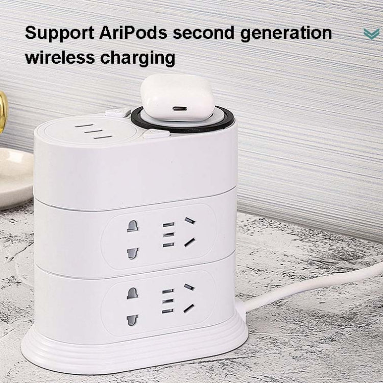 Mobile Phone Wireless Charging Socket Creative Smart USB Power Strip Multi-Function Desktop Vertical Power Strip, CN Plug, Specification: 1.8 Meters, Style:2 Layer(Black) - Consumer Electronics by buy2fix | Online Shopping UK | buy2fix