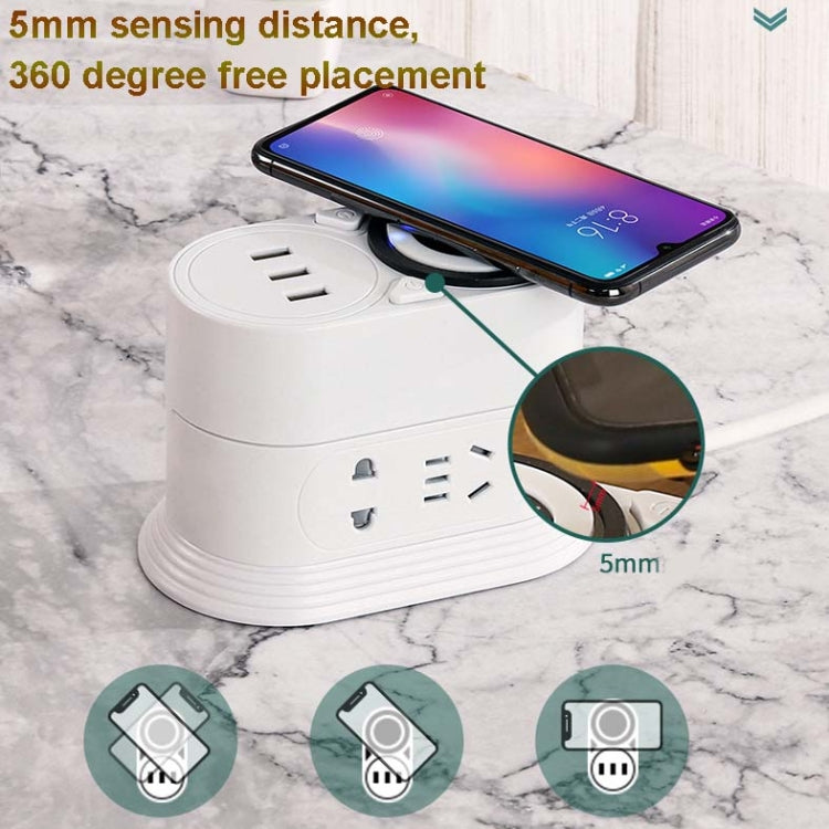 Mobile Phone Wireless Charging Socket Creative Smart USB Power Strip Multi-Function Desktop Vertical Power Strip, CN Plug, Specification: 1.8 Meters, Style:2 Layer(Black) - Consumer Electronics by buy2fix | Online Shopping UK | buy2fix