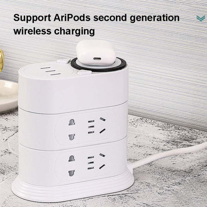 Mobile Phone Wireless Charging Socket Creative Smart USB Power Strip Multi-Function Desktop Vertical Power Strip, CN Plug, Specification: 3 Meters, Style:2 Layer(White) - Consumer Electronics by buy2fix | Online Shopping UK | buy2fix