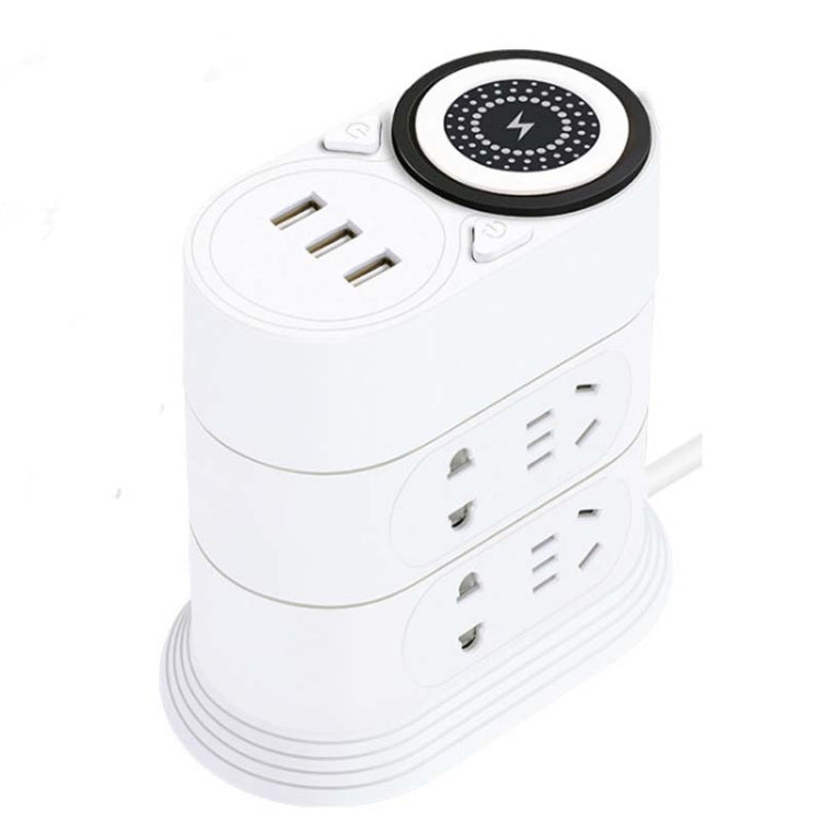 Mobile Phone Wireless Charging Socket Creative Smart USB Power Strip Multi-Function Desktop Vertical Power Strip, CN Plug, Specification: 0.8 Meters, Style:3 Layer(White) - Consumer Electronics by buy2fix | Online Shopping UK | buy2fix